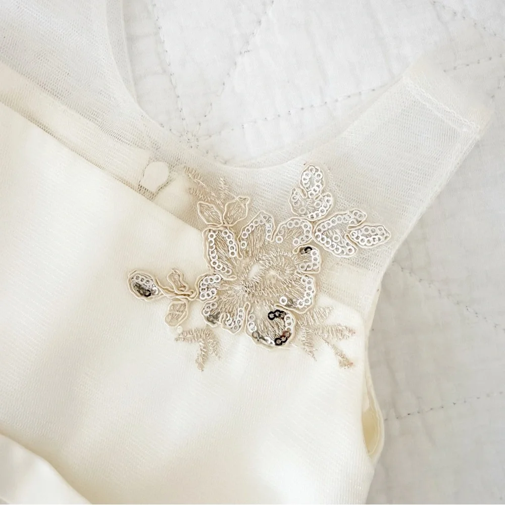 2T American Princess Kids Cream Silver Sequins Formal Dress - Picture 3 of 5